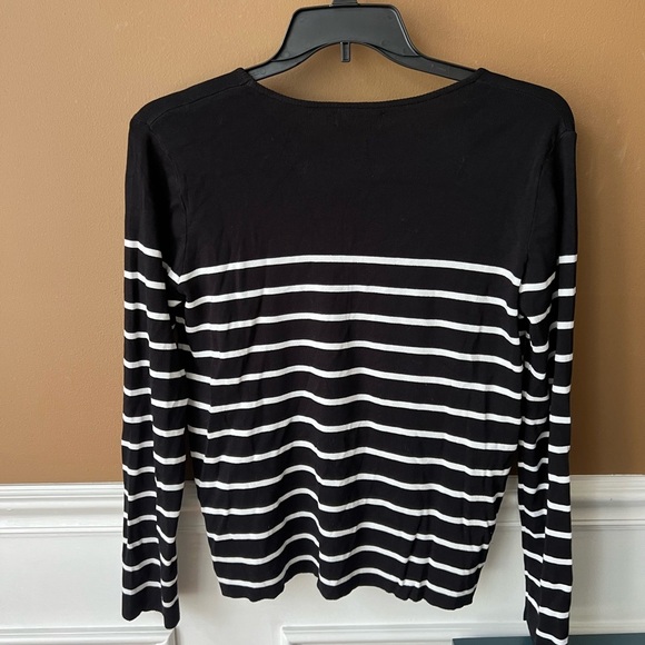 Zesica Black and White Striped Crew Neck Sweater Size XL Brand New - Picture 3 of 4